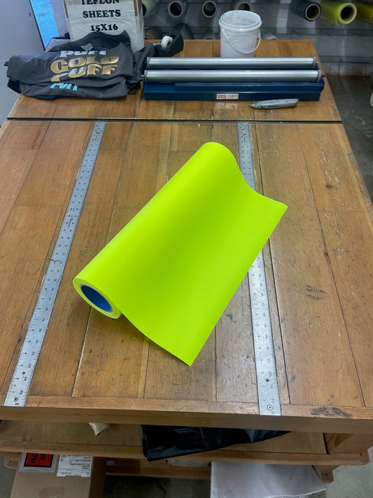 Puff Lemon Yellow Neon Fluorescent Heat Transfer Vinyl 19" Width HTV