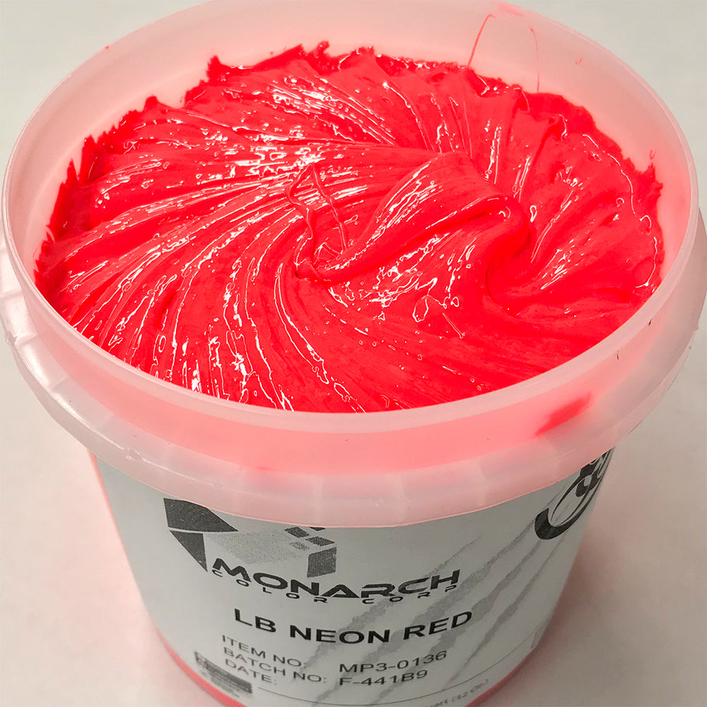 Monarch Plastisol Screen Printing Inks Low Temp Poly / Poly Blend Fluorescent Neon Red